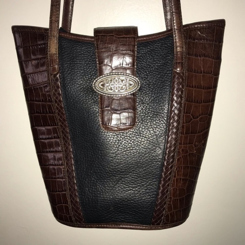 Brighton Black & Brown Leather Bucket Bag